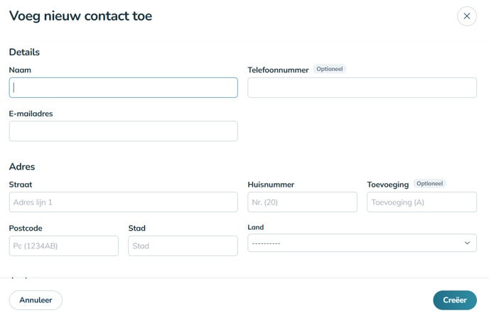 Nieuw contact creeëren 